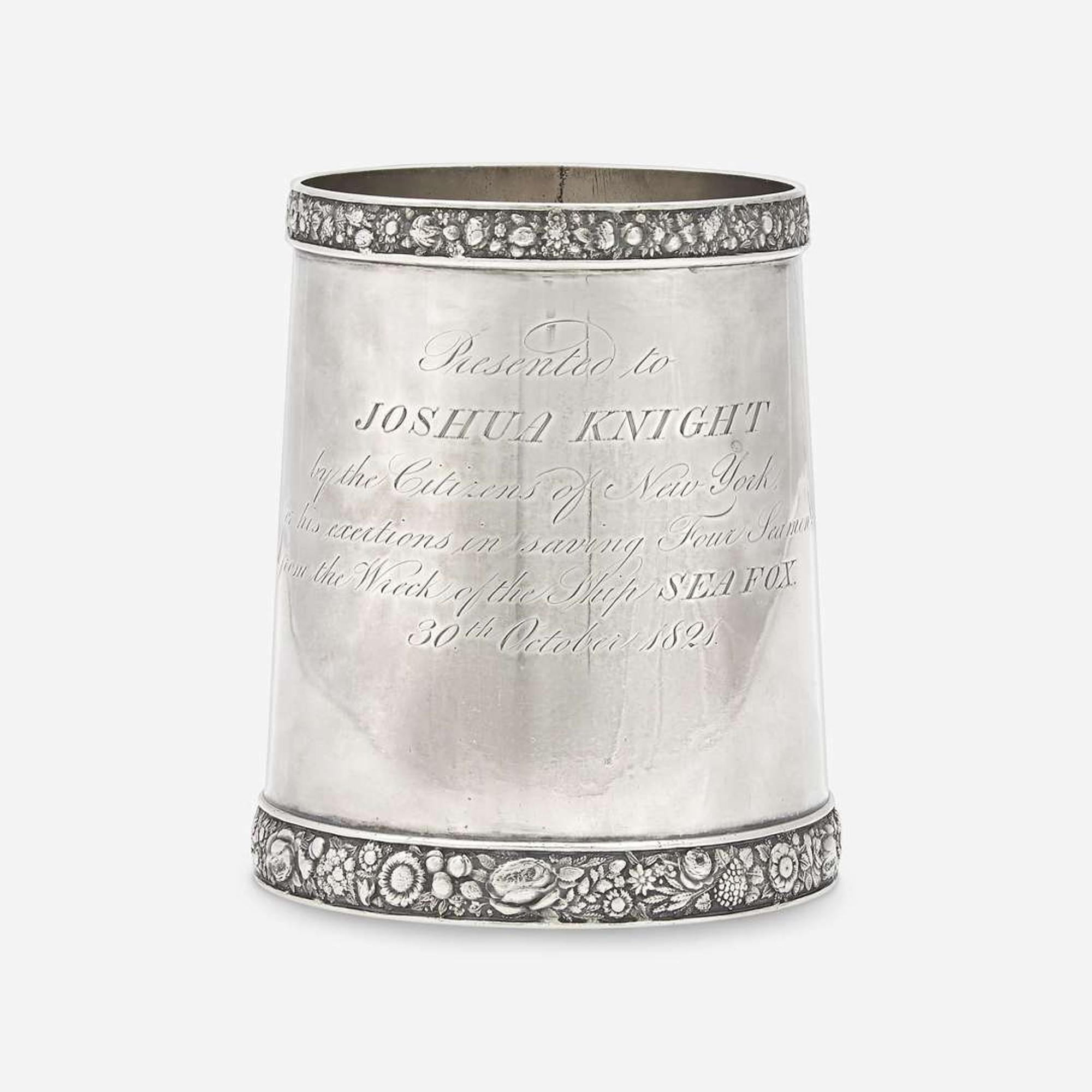 A silver presentation cann John W. Forbes (1781-1864), New York, NY, dated "1821"