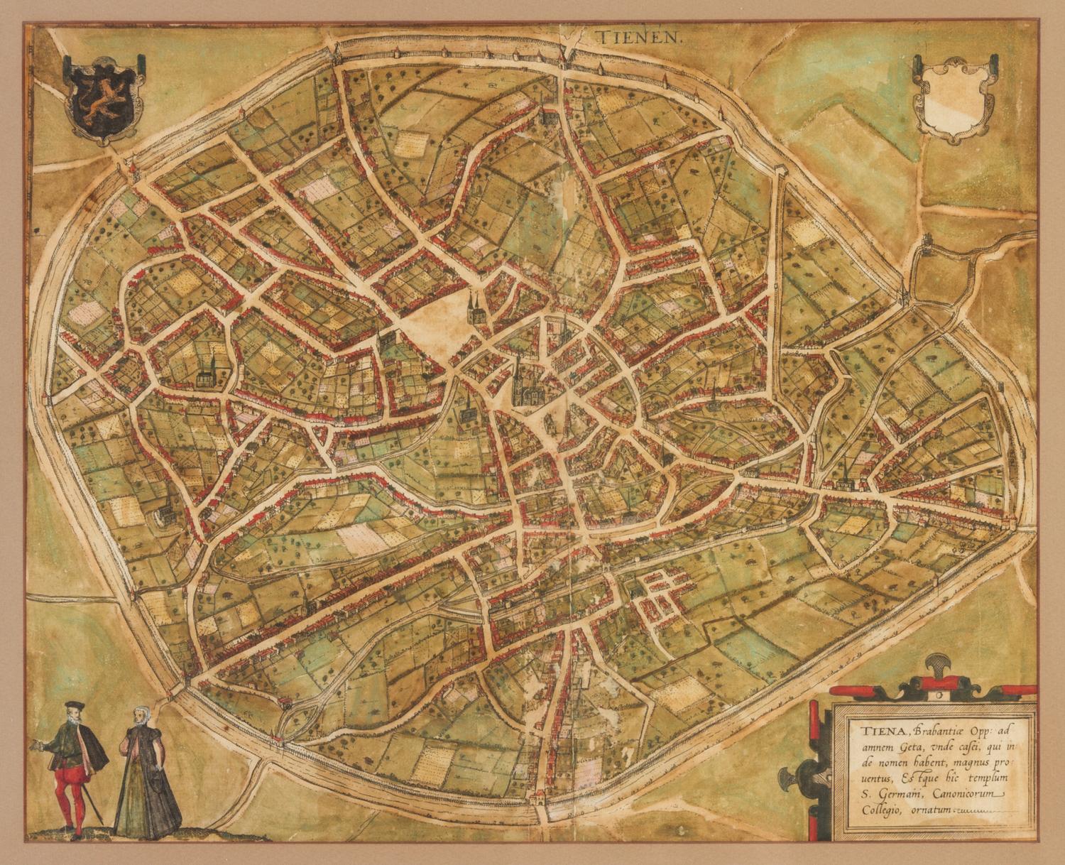 BRAUN & HOGENBERG. A pair of hand-colored engraved French and Belgian city maps from Civitates Orbis Terrarum. Amster., c. 1588.