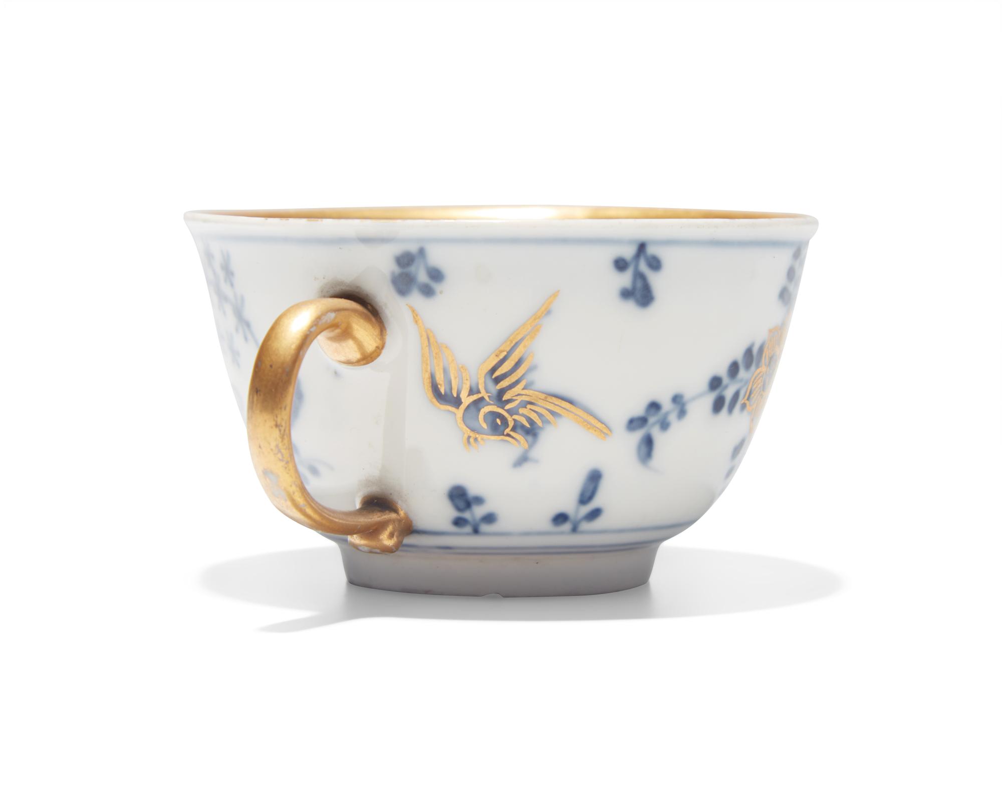 A Meissen Porcelain Teapot, Teacup and Saucer