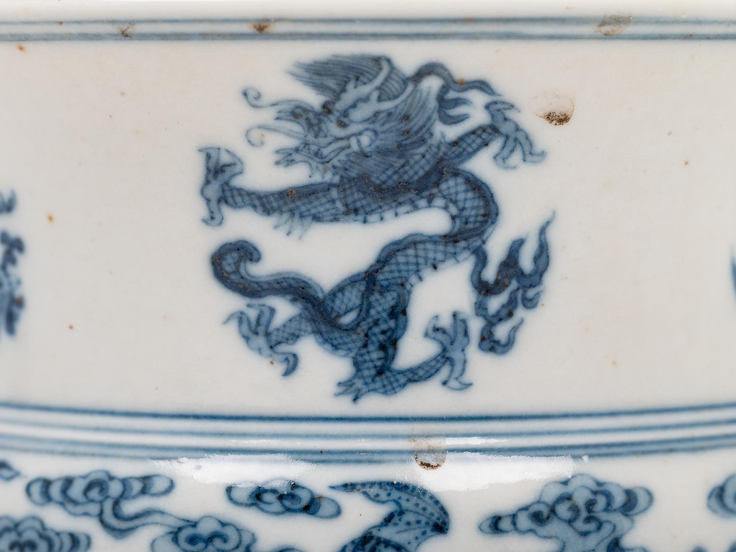 A Blue and White Porcelain Spittoon