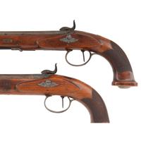 Pair of mid-19th Century Germanic Percussion Target Pistols by A. Dickore of Giessen