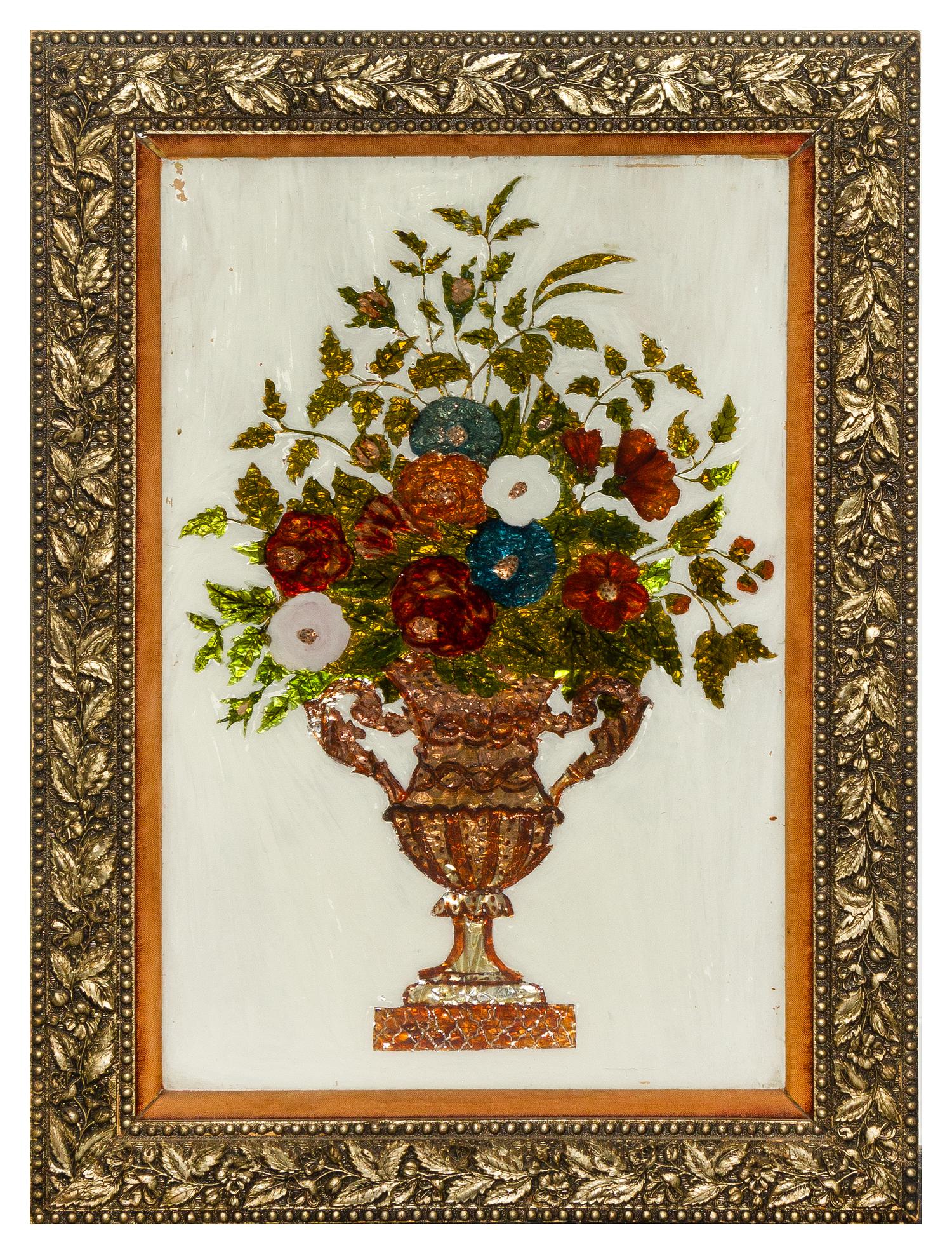 A Victorian Reverse-Painted Glass Picture Height 27 1/2 x width 17 1/2 inches. — LATE 19TH/EARLY 20TH CENTURY