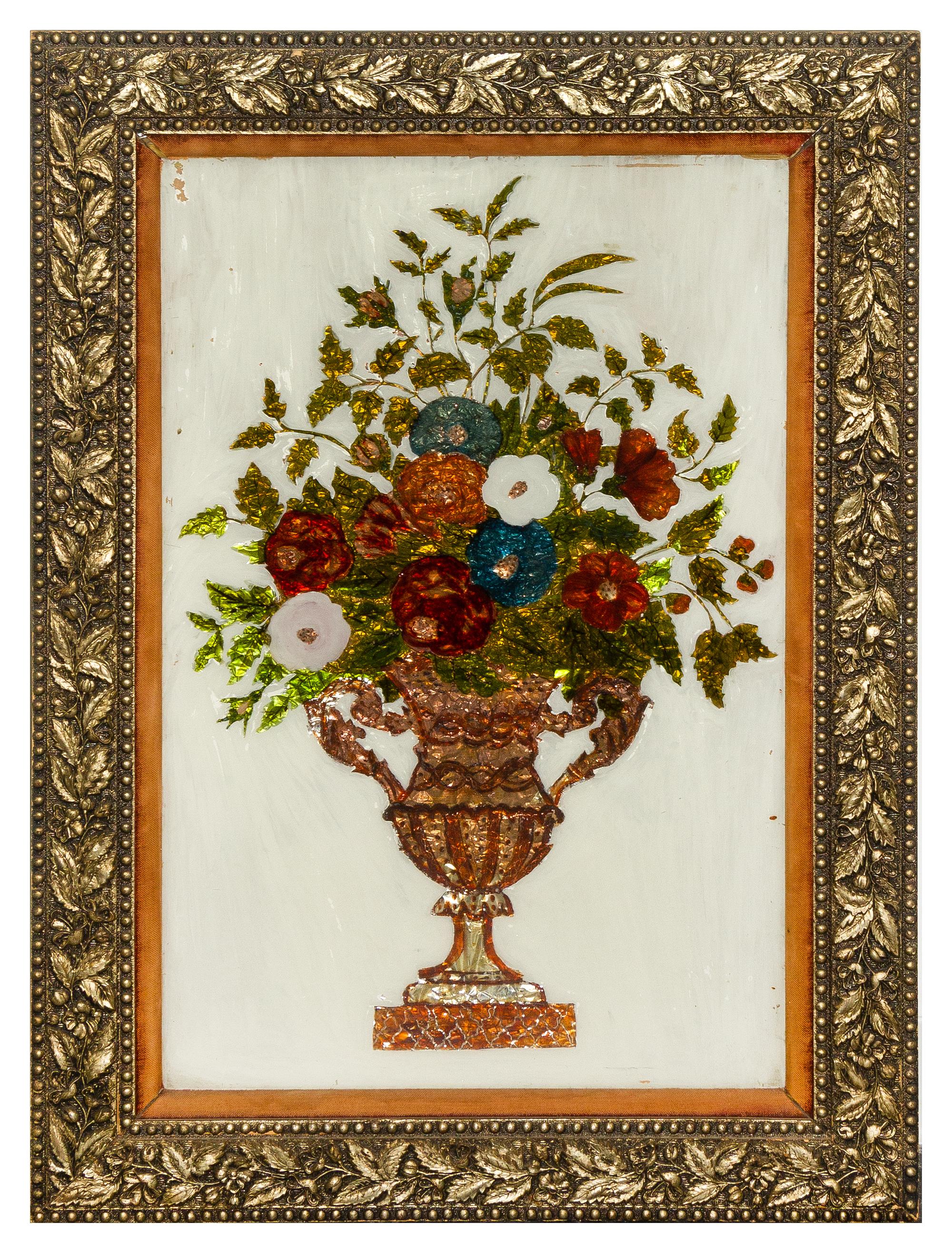 A Victorian Reverse-Painted Glass Picture Height 27 1/2 x width 17 1/2 inches. — LATE 19TH/EARLY 20TH CENTURY