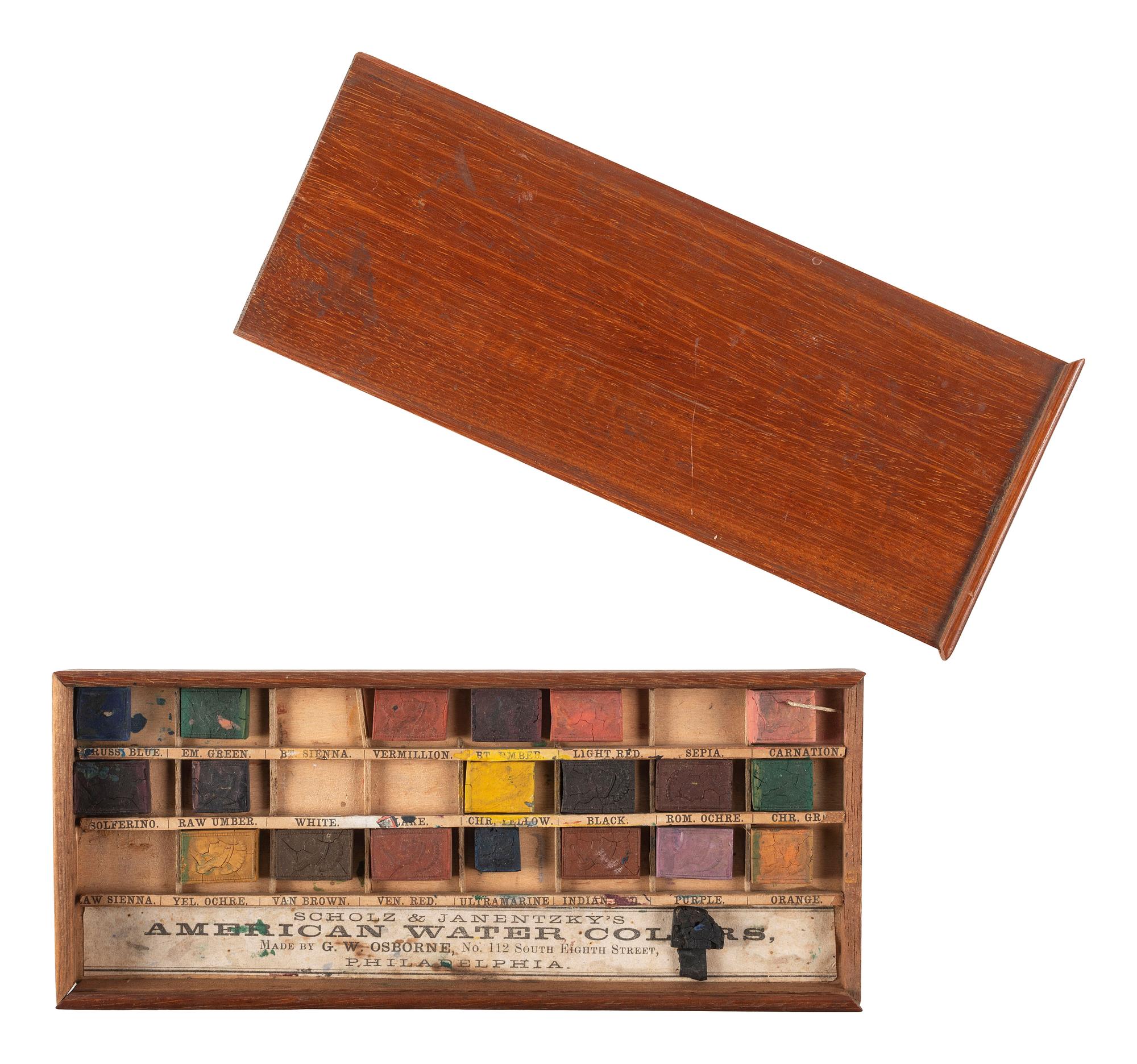 [CIVIL WAR]. A group of 2 items, incl. drafting set and watercolor set from the Civil War period.