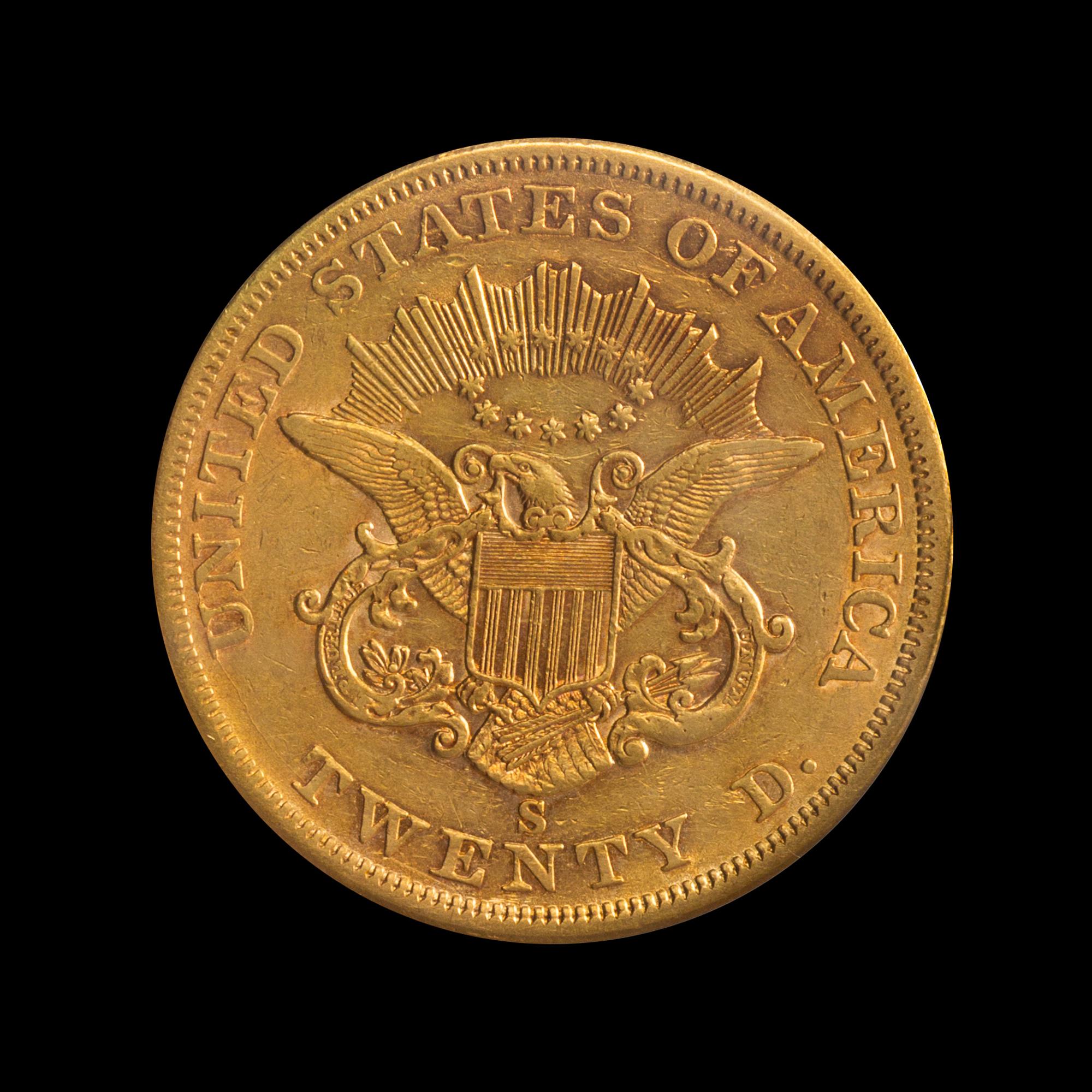 A United States 1861-S Liberty Head $20 Gold Coin