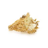 CITRINE, DIAMOND, AND YELLOW GOLD RING