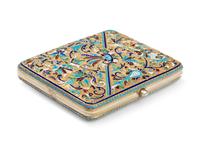 A Russian Silver-Gilt and Enamel Cigarette Case