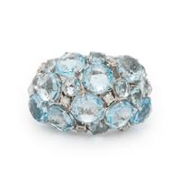 A & FURST, WHITE GOLD, DIAMOND, AND BLUE TOPAZ RING