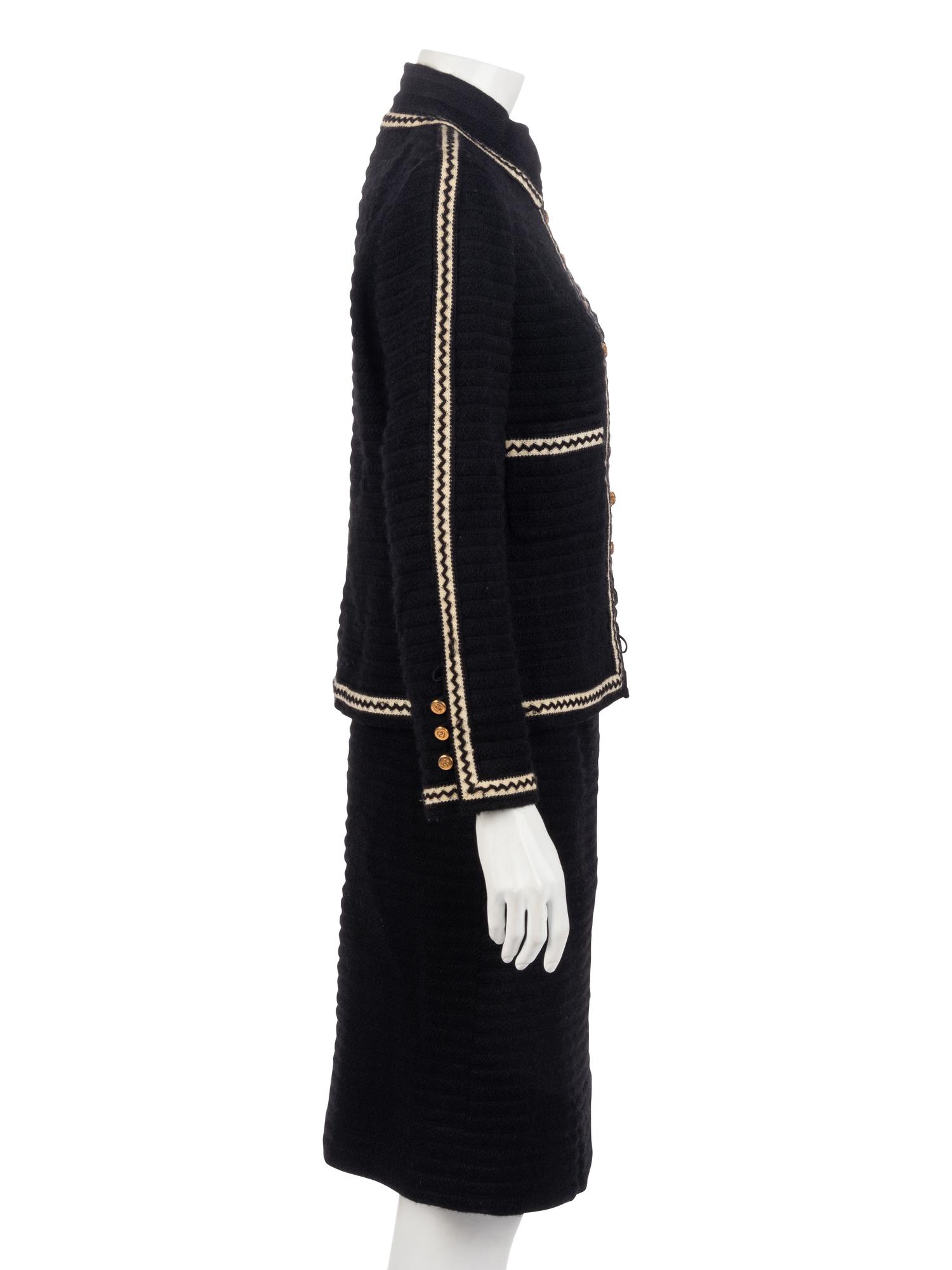 Chanel Black and White Skirt Suit, 1990-2000s
