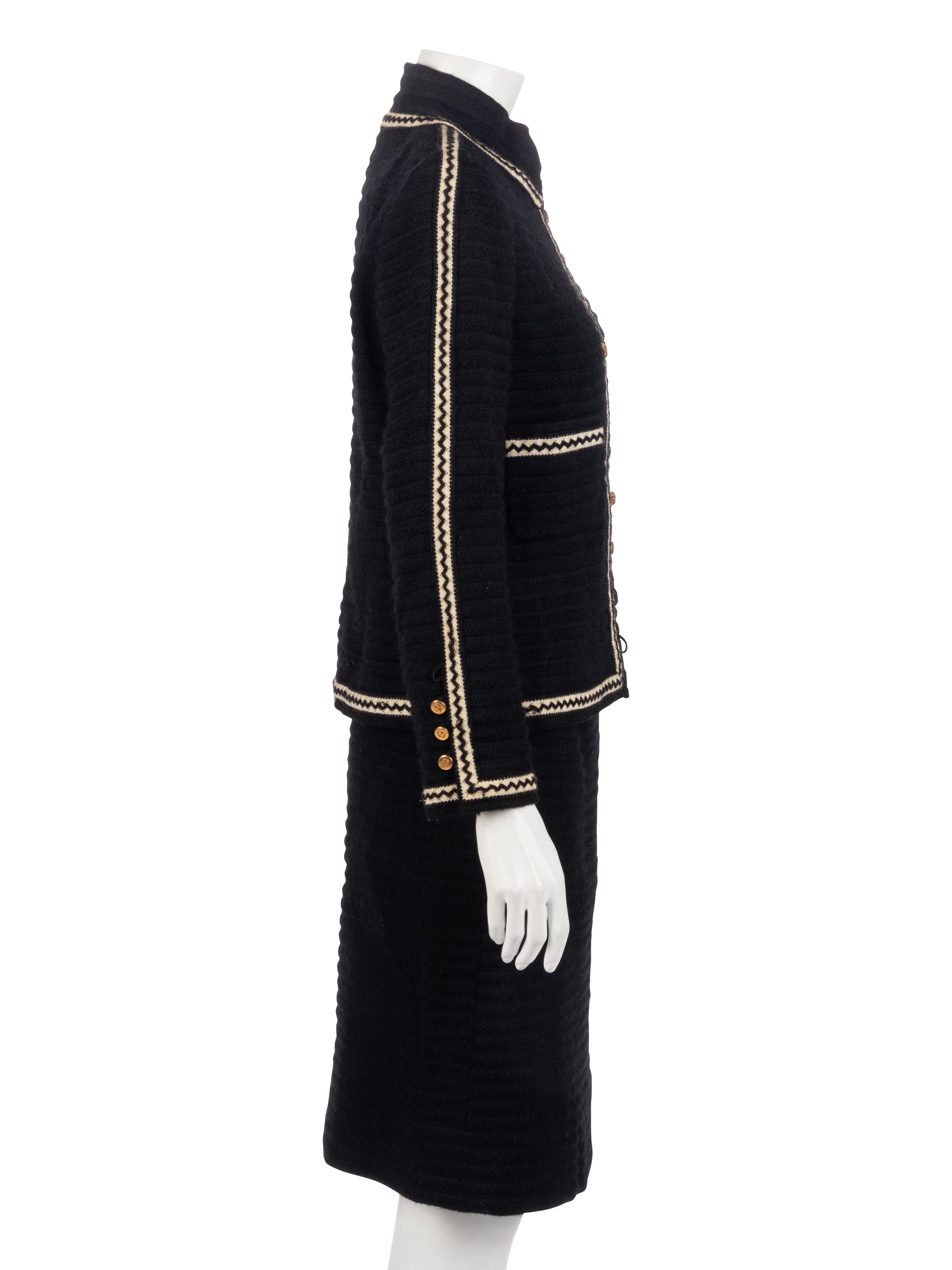Chanel Black and White Skirt Suit, 1990-2000s