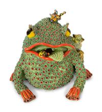 A Whimsical Painted and Glazed Ceramic Frog Pitcher