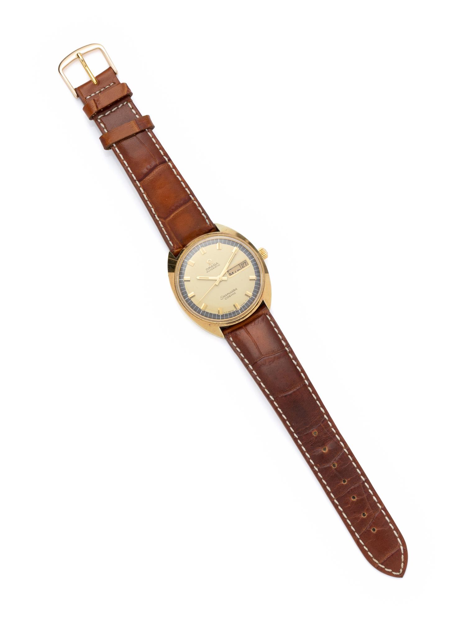 OMEGA, GOLD-FILLED 'SEAMASTER COSMIC' DAY DATE WRISTWATCH