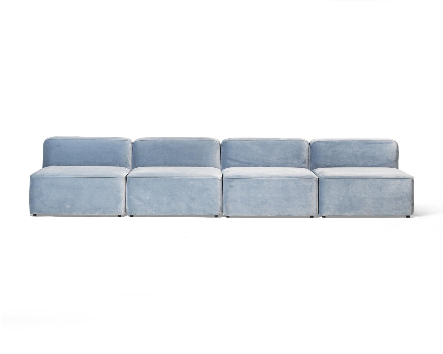 Rope Four-Piece Blue Velvet Modular Sofa Denmark