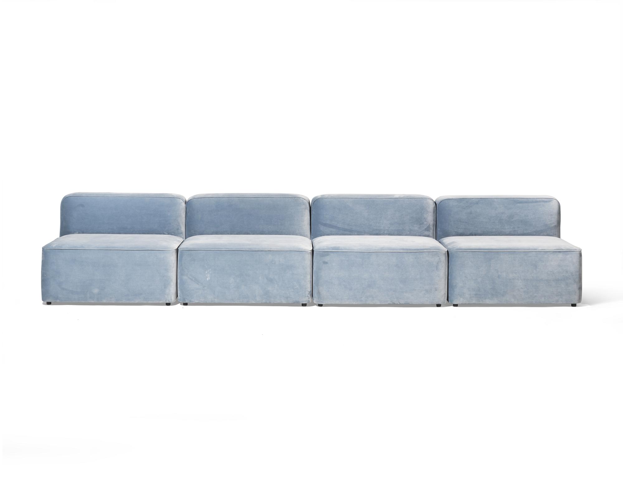 Rope Four-Piece Blue Velvet Modular Sofa Denmark