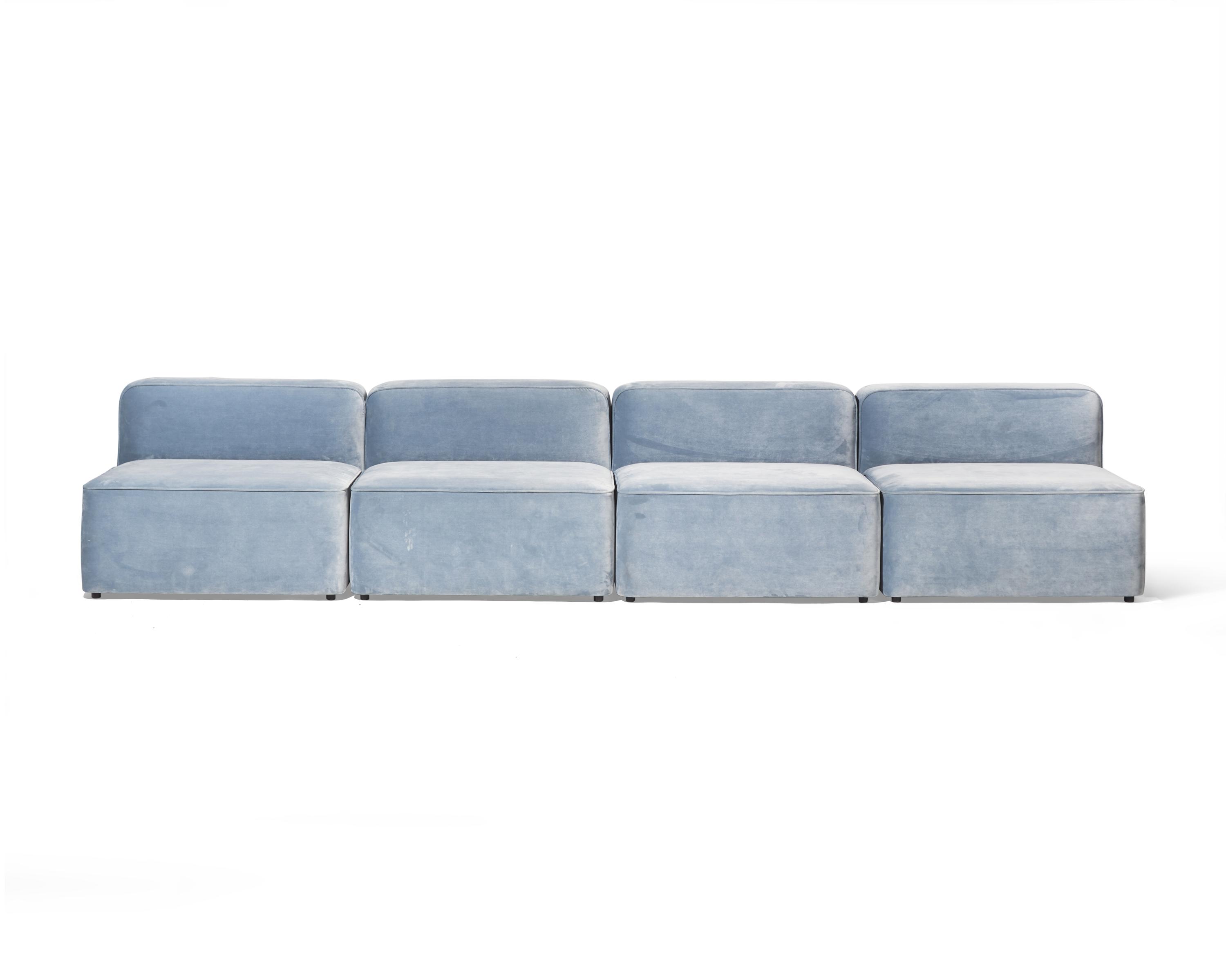 Rope Four-Piece Blue Velvet Modular Sofa Denmark