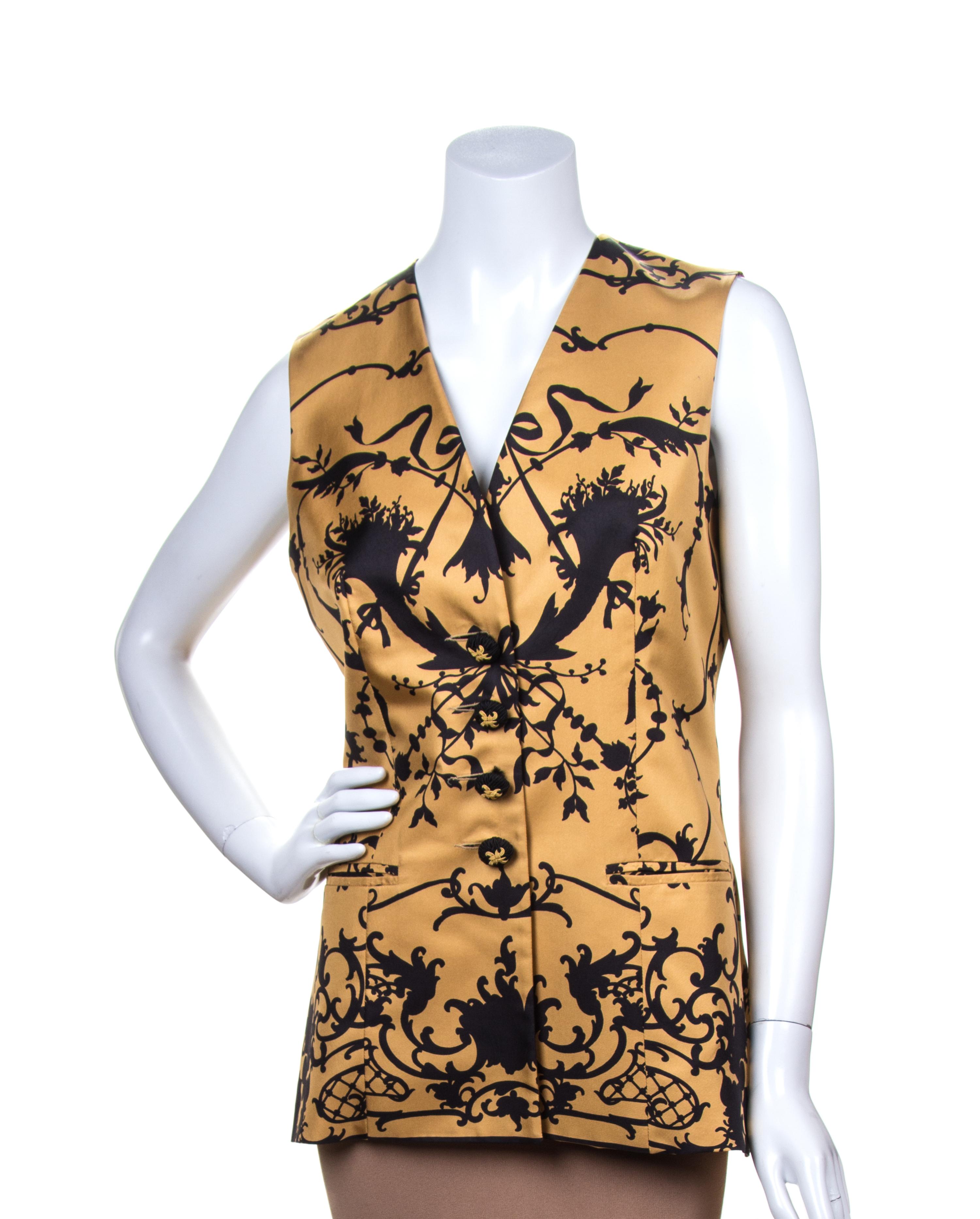 A Christian Dior Mustard and Black Silk Print Vest,