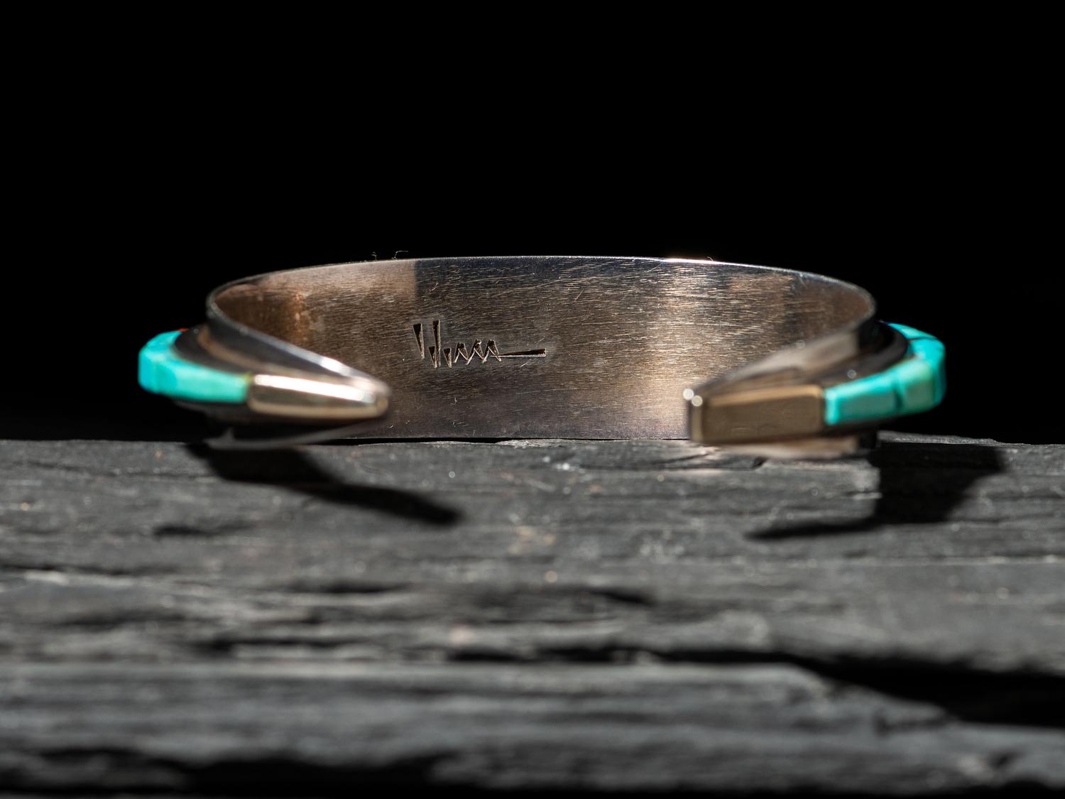 Silver and Cobblestone Inlay Cuff Bracelet