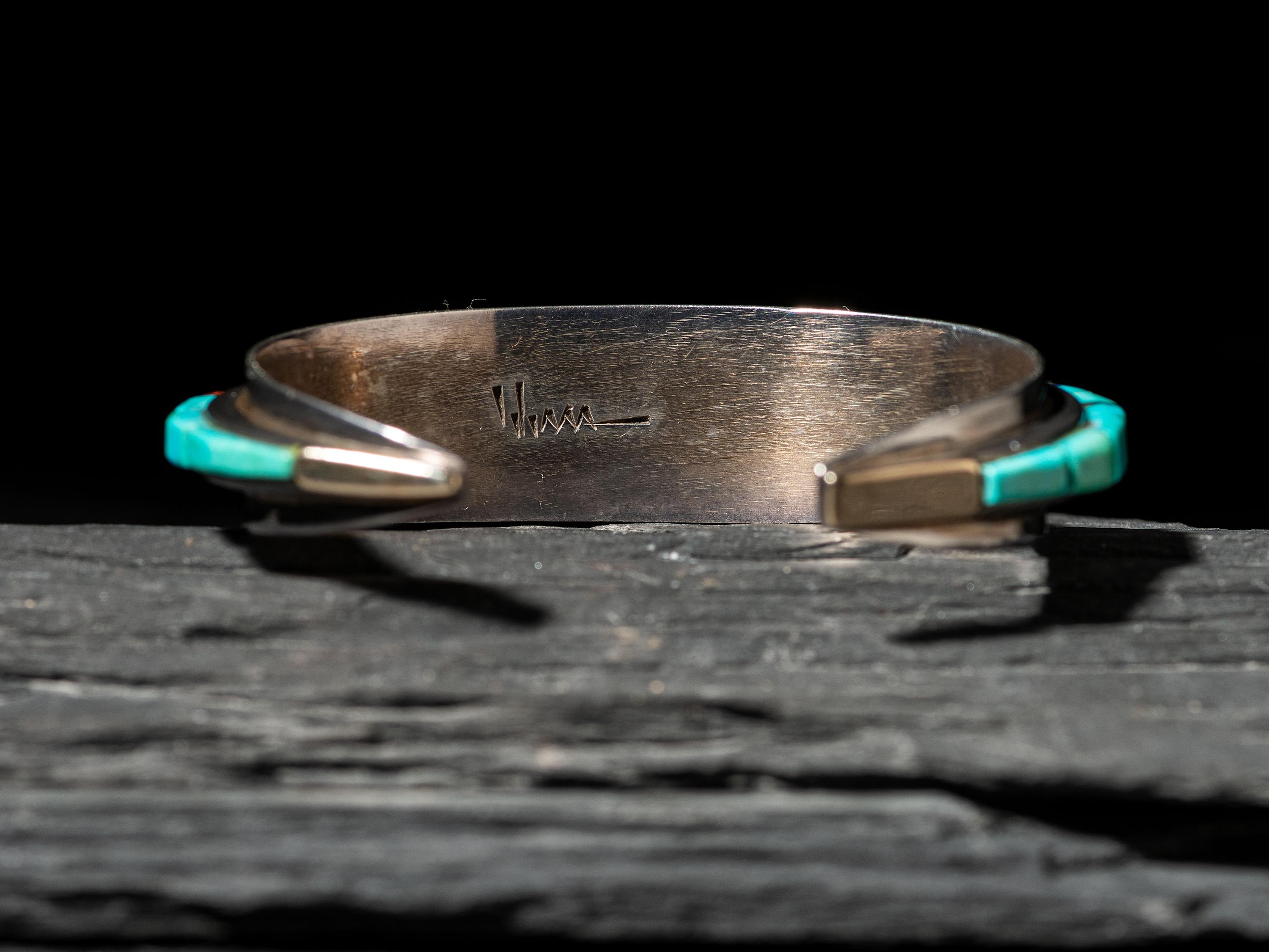 Silver and Cobblestone Inlay Cuff Bracelet