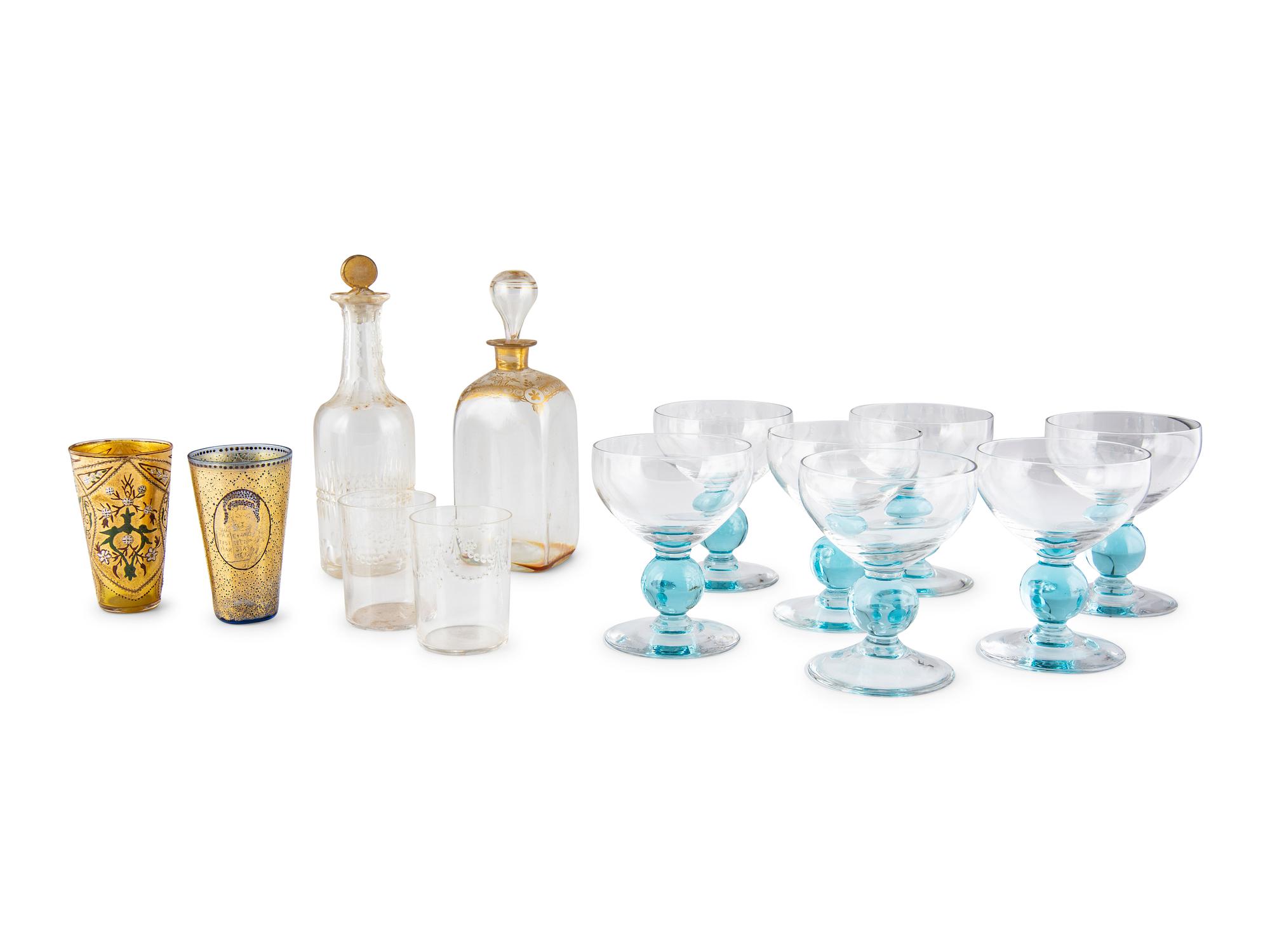 A Group of Porcelain and Glass Articles