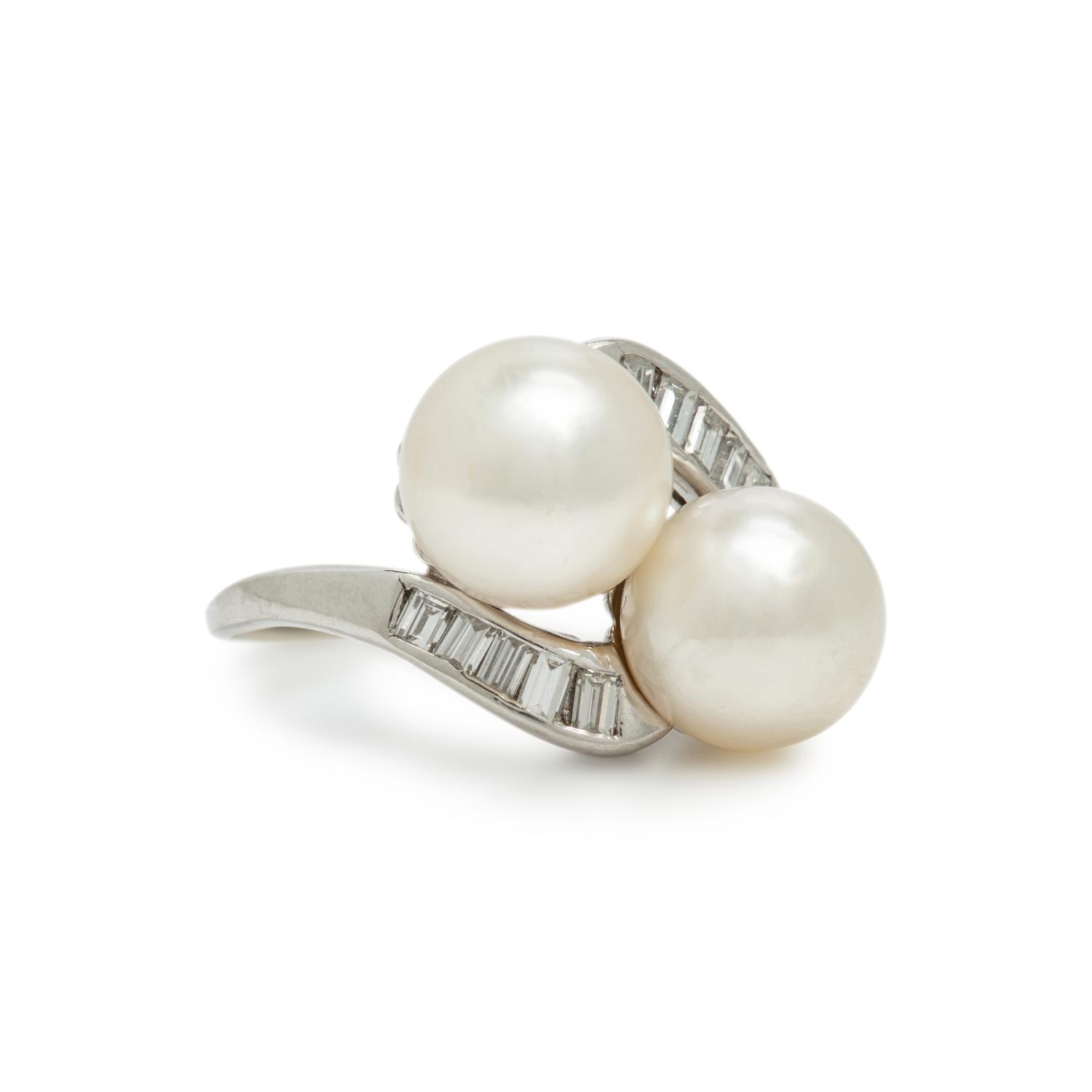Cultured Pearl and Diamond Ring