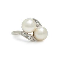 Cultured Pearl and Diamond Ring