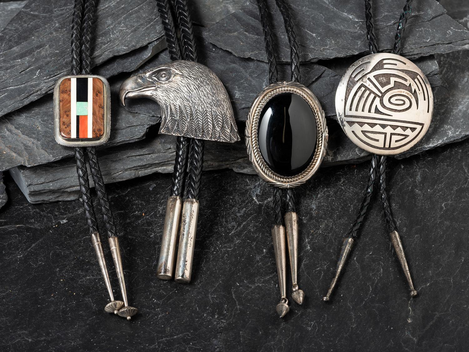 Sterling Silver and Mosaic Inlay Bolo Tie, PLUS