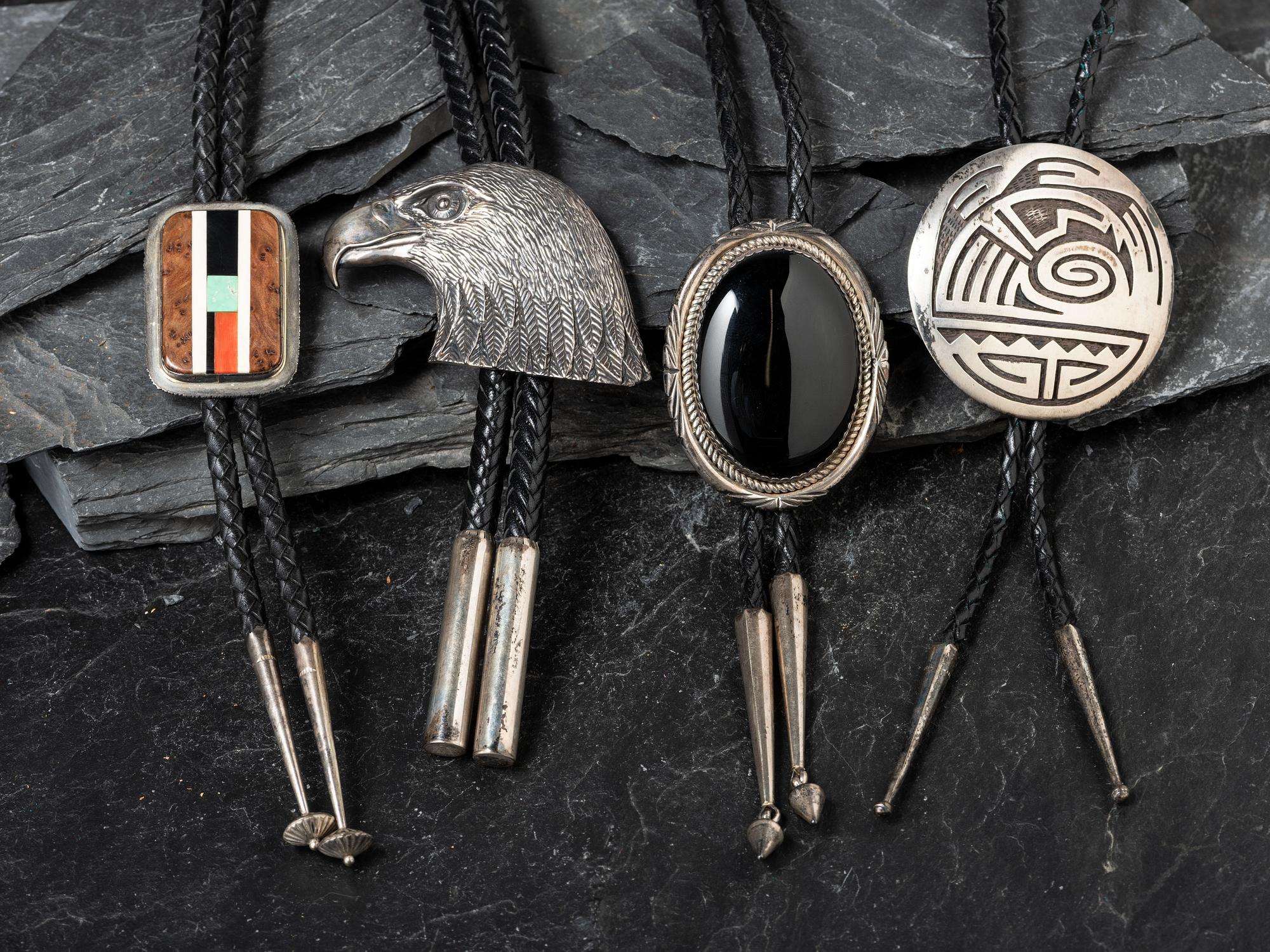 Sterling Silver and Mosaic Inlay Bolo Tie, PLUS