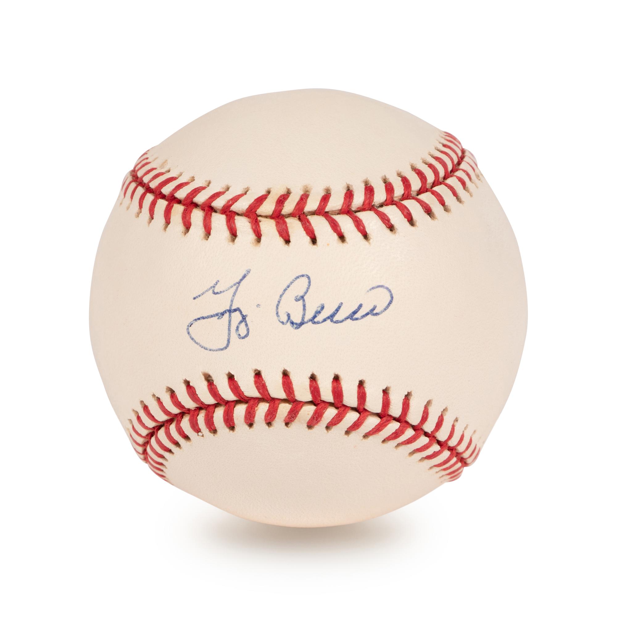 A Joe DiMaggio Signed Autograph Pinnacle Baseball Cards Display and Yogi Berra Signed Baseball,