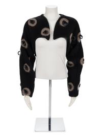 Geoffrey Beene Black and Grey Mohair Bolero with Ring Embellishment, Fall 1996