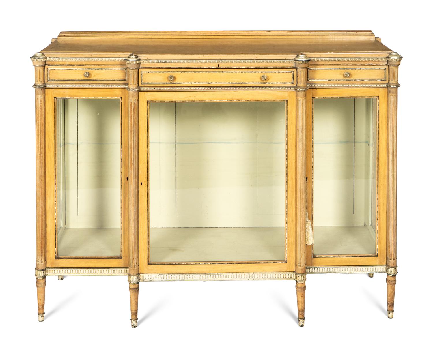 A Louis XVI Style Silvered-Metal-Mounted Vitrine Cabinet