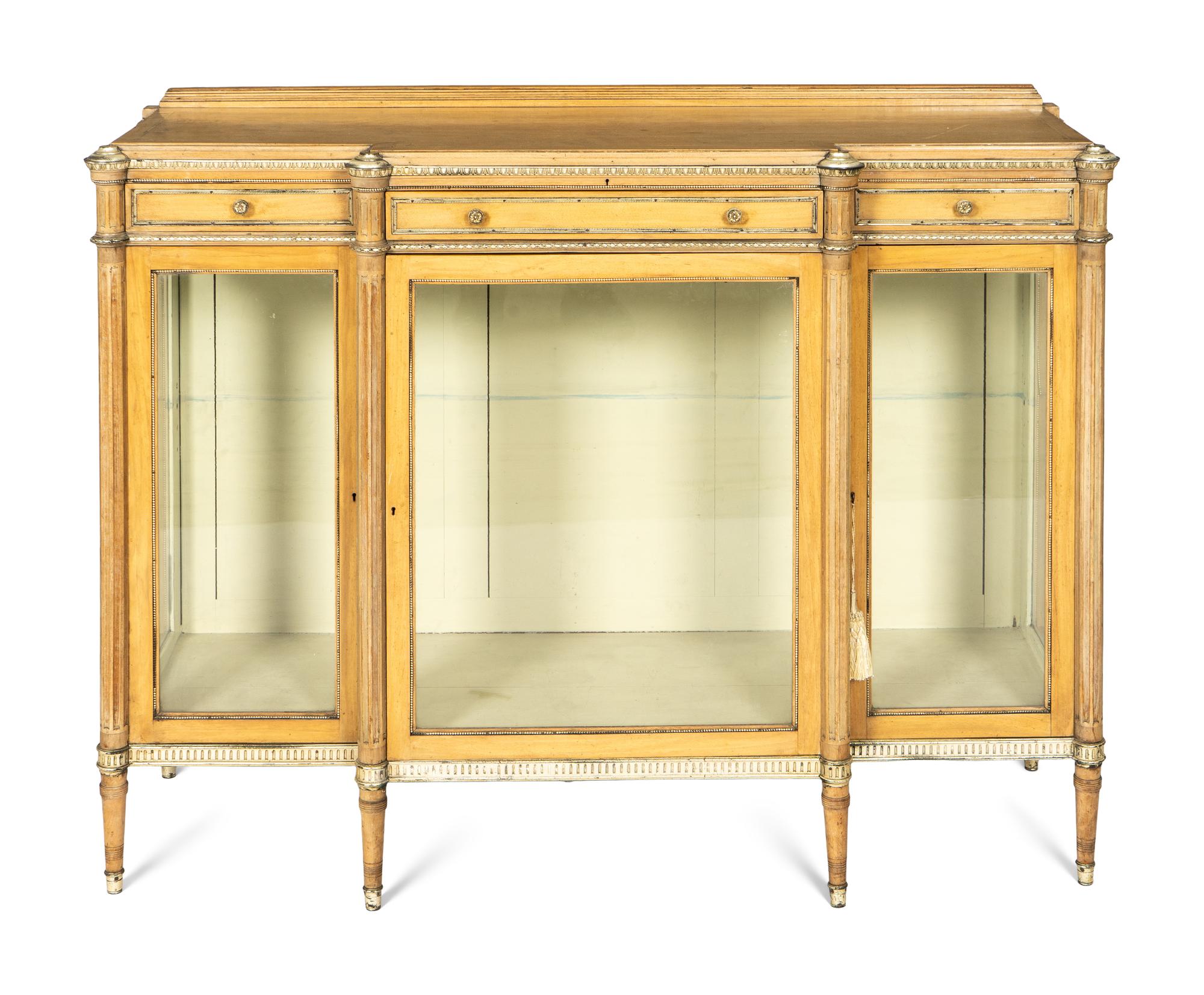 A Louis XVI Style Silvered-Metal-Mounted Vitrine Cabinet