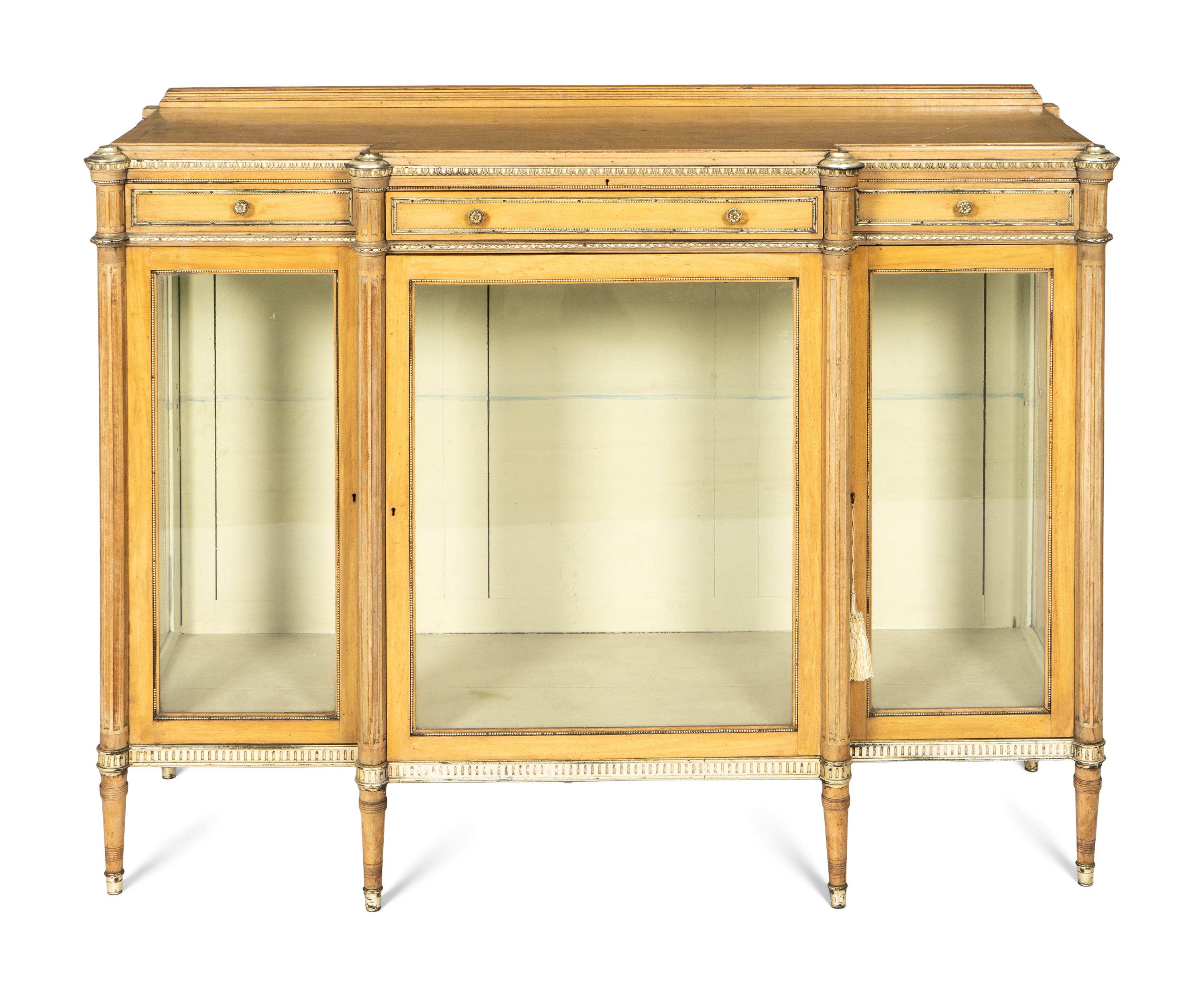 A Louis XVI Style Silvered-Metal-Mounted Vitrine Cabinet