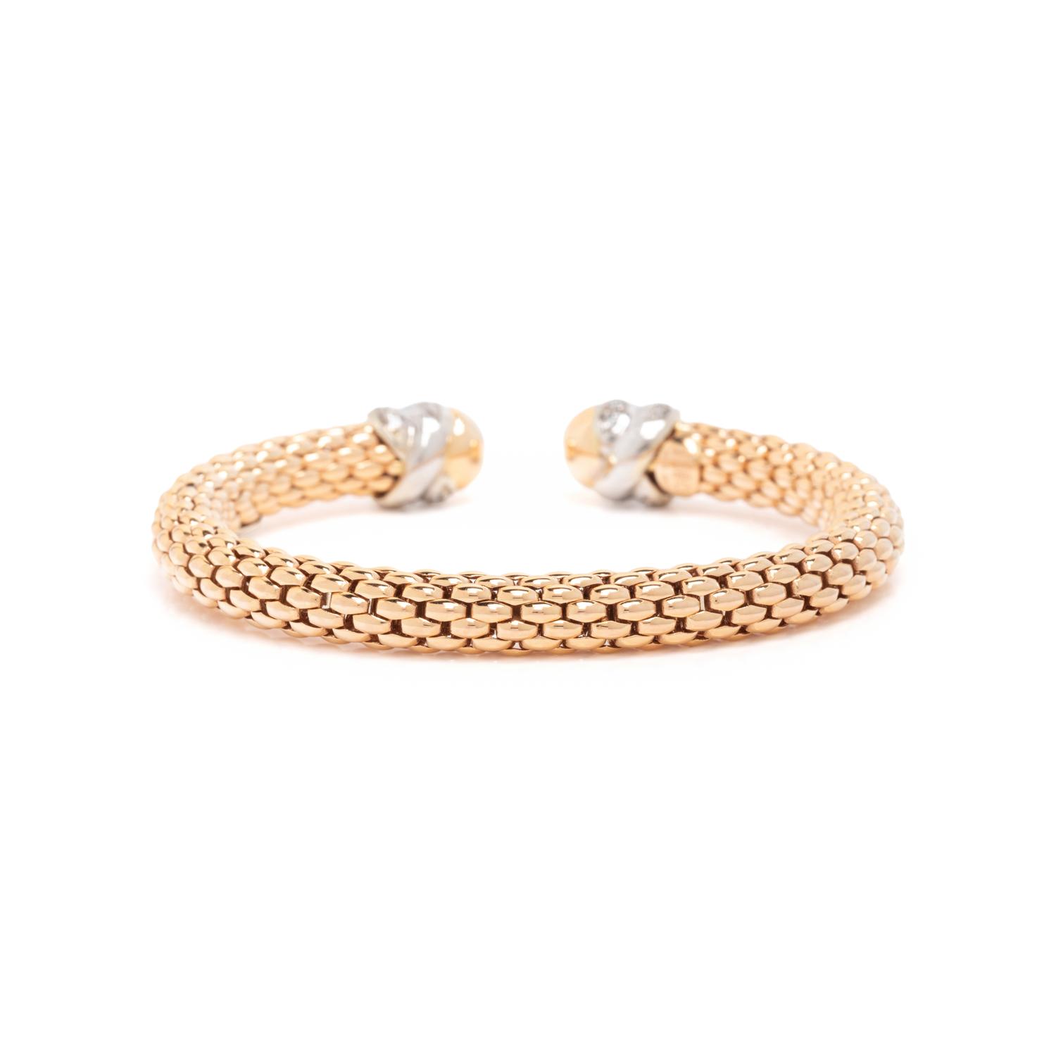 FOPE, BICOLOR GOLD AND DIAMOND CUFF BRACELET