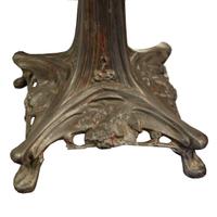 A Fer Forge Art Glass Lamp 5" W x 5" D x 11.5 " H — France, Circa 1930