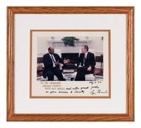 [PERKINS, Edward Joseph (1928-2020)]. A group of 9 documents or photographs by Presidents Nixon, Reagan, or Bush to Perkins, presumably with secretarial or facsimile signatures, including: