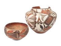 Acoma Olla and Isleta Pottery Bowl