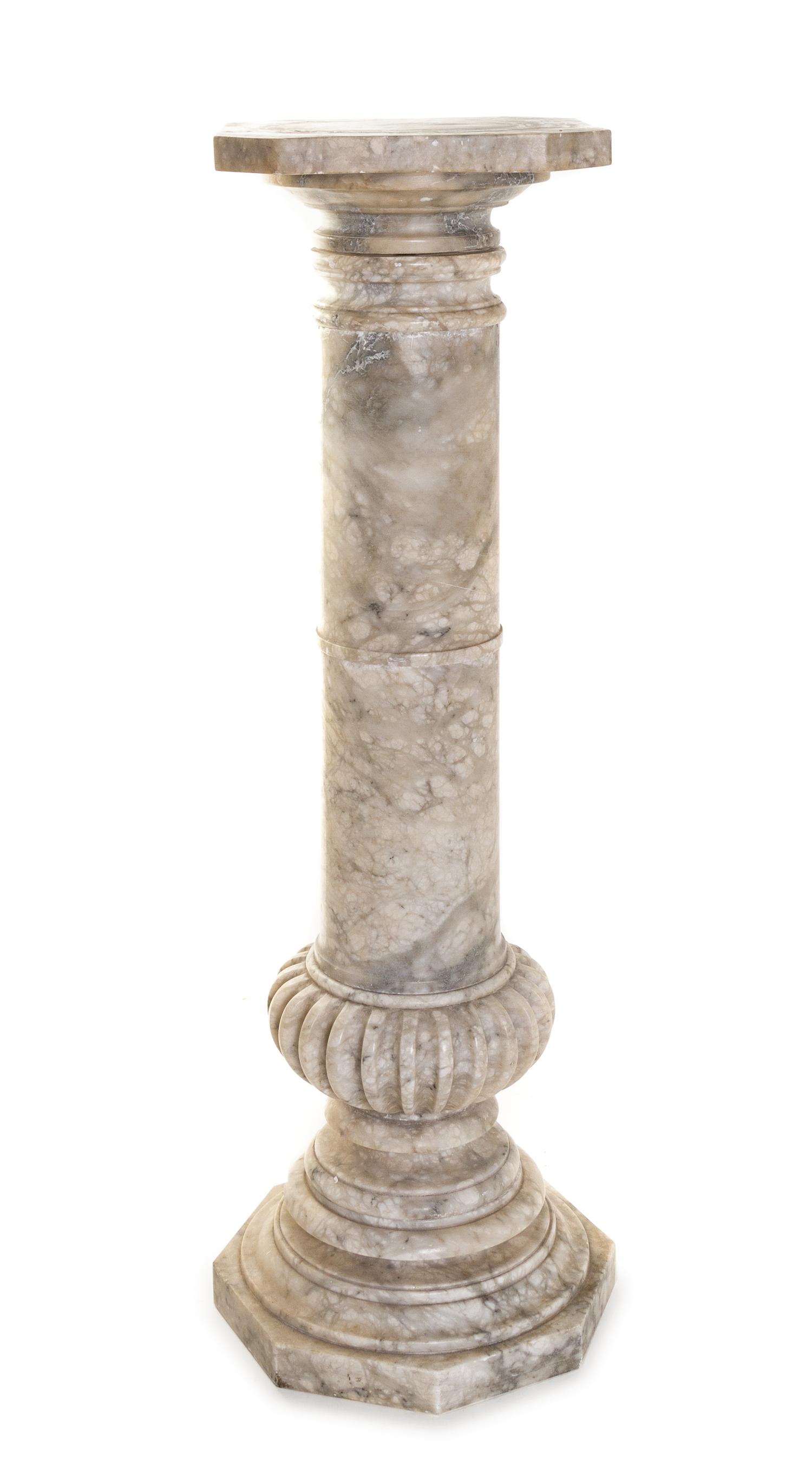A Continental Marble Pedestal, Height 36 7/8 inches.