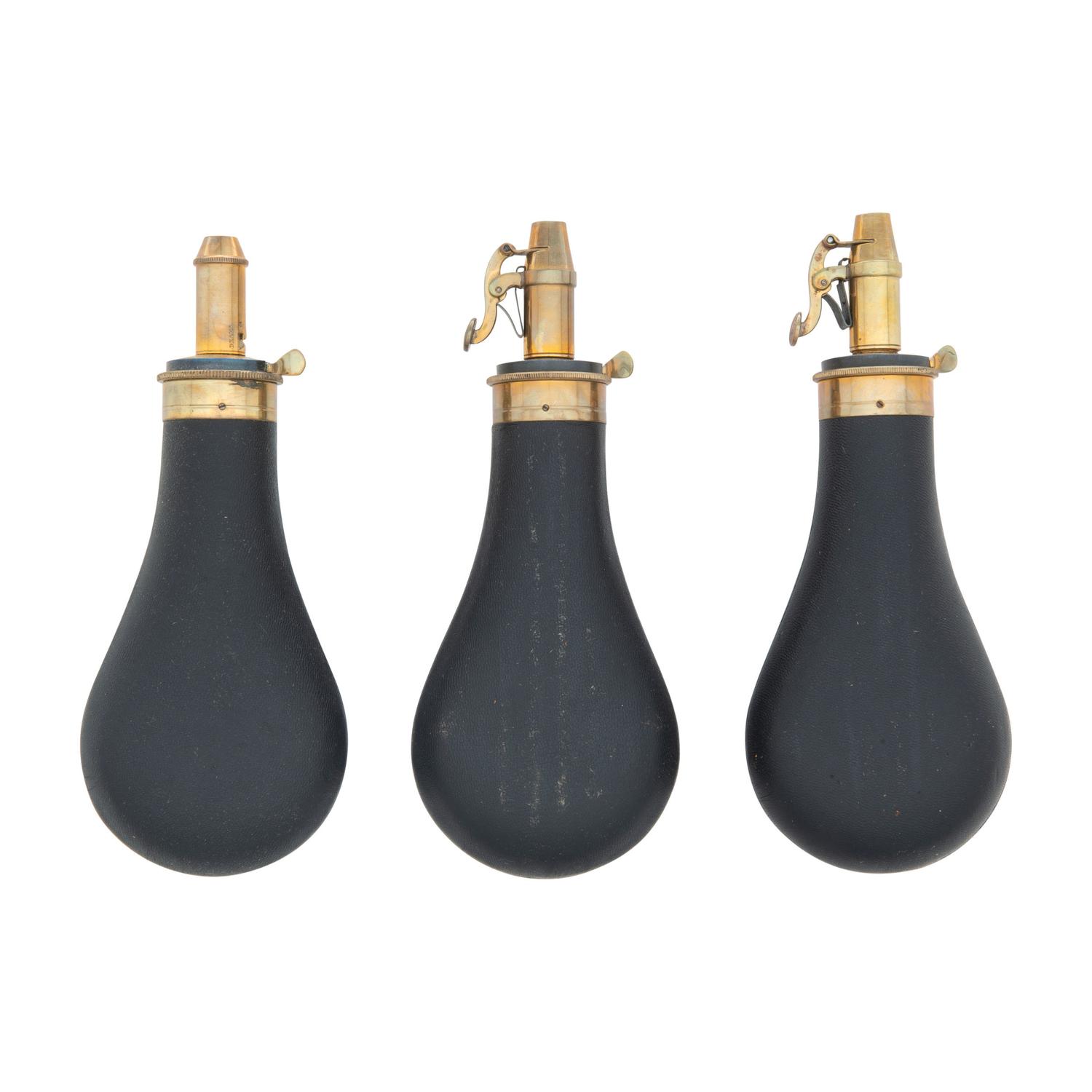 Lot of Three Parker Hale Flasks and Three Powder Horns