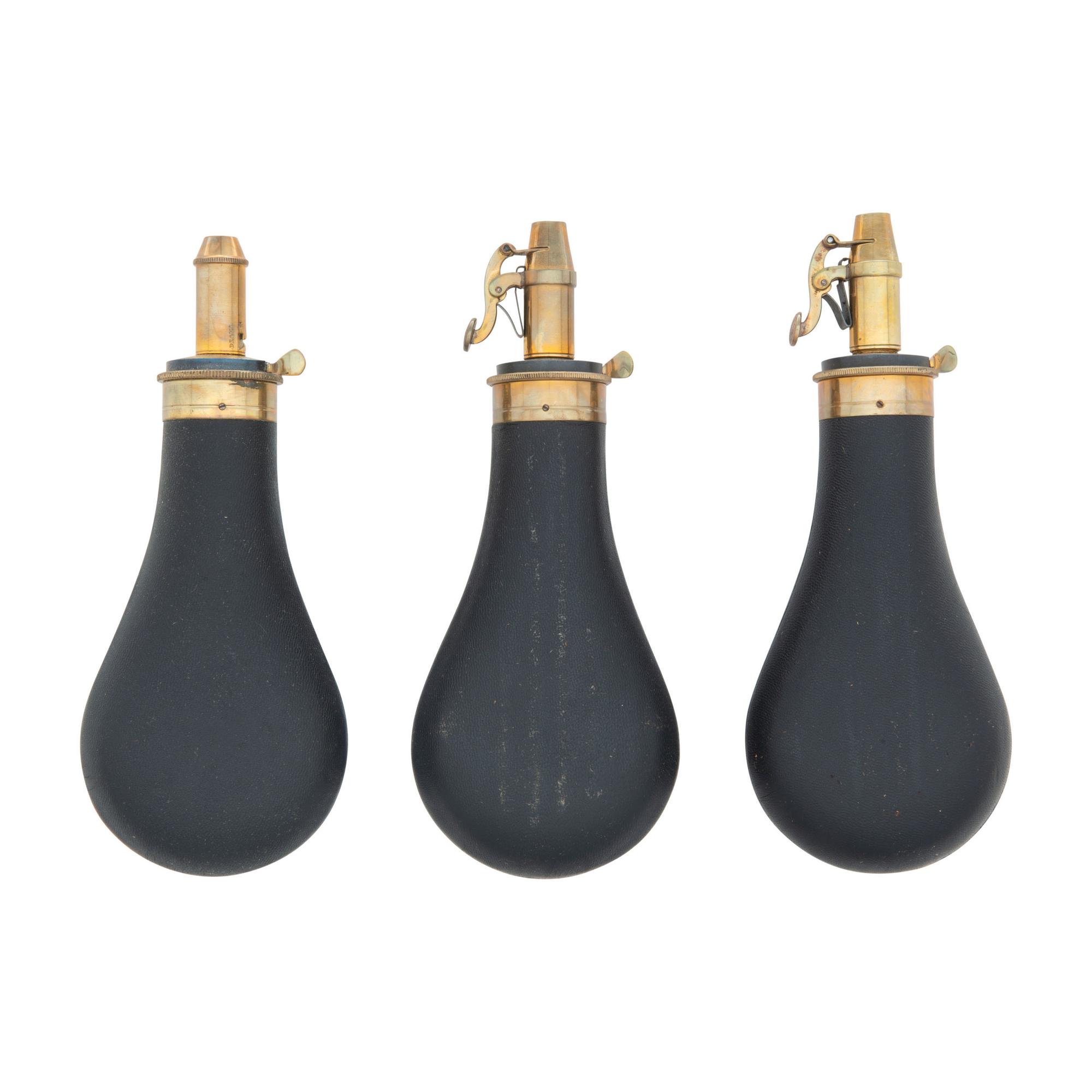 Lot of Three Parker Hale Flasks and Three Powder Horns