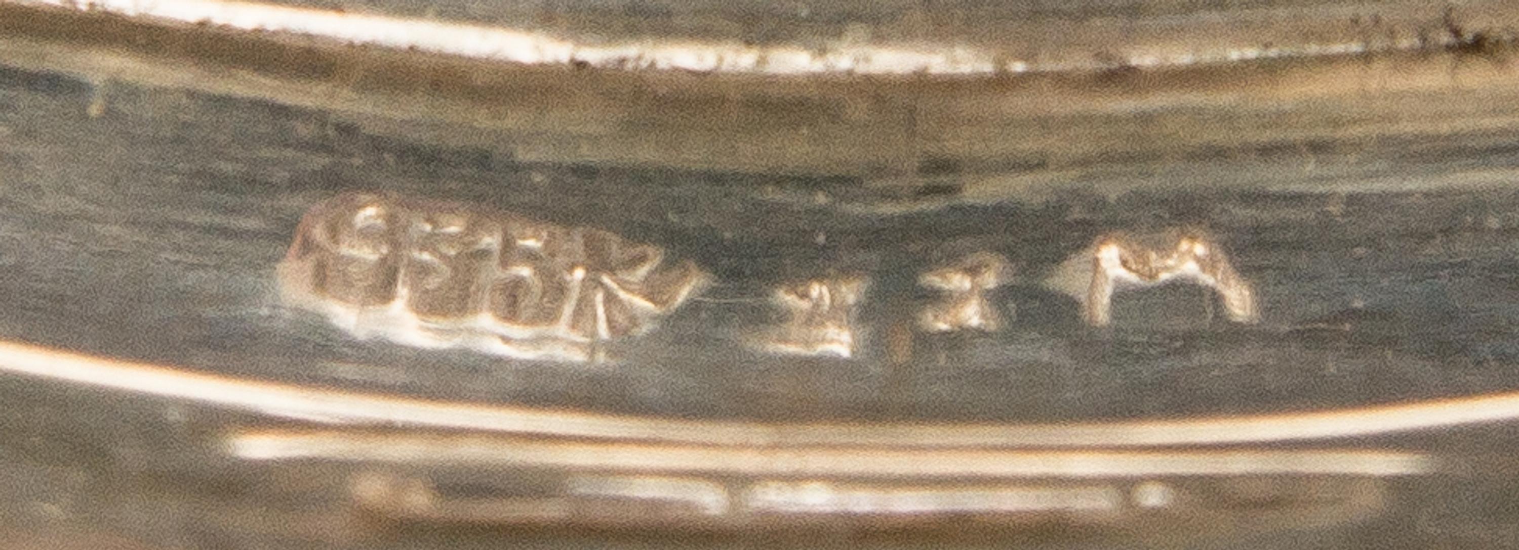 A German Silver and Hardstone Inset Snuff Box, Meyle & Mayer, Pforzheim, 20th Century, of oval form, the sides with a continuous band o