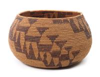 A Maidu Basket Bowl Height 5 1/2 x diameter 9 1/2 inches.