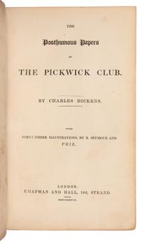 DICKENS, Charles (1812-1870). The Posthumous Papers of the Pickwick Club. London: Chapman and Hall, 1837.