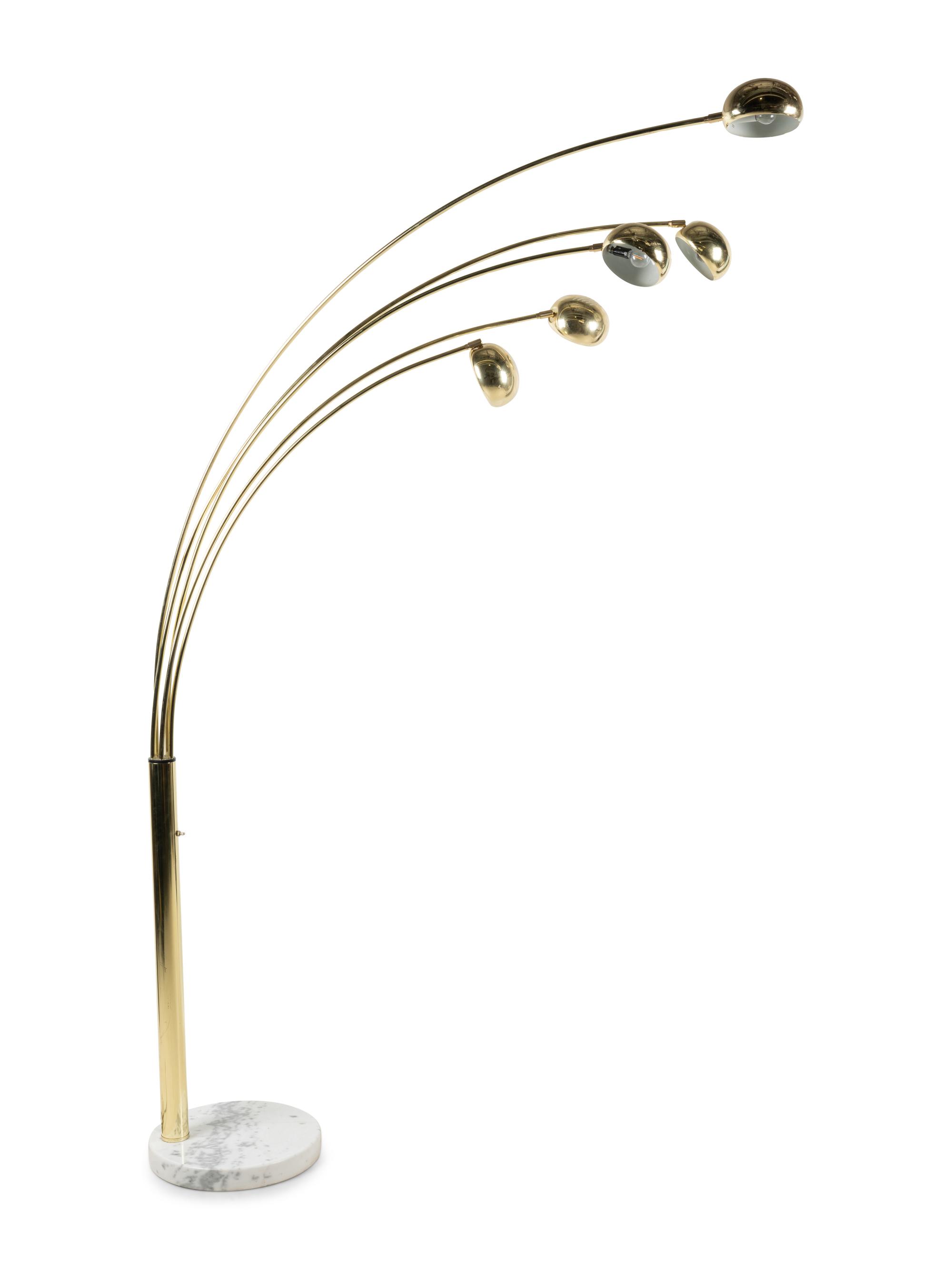 A Modernist Brass Five-Light Floor Lamp
