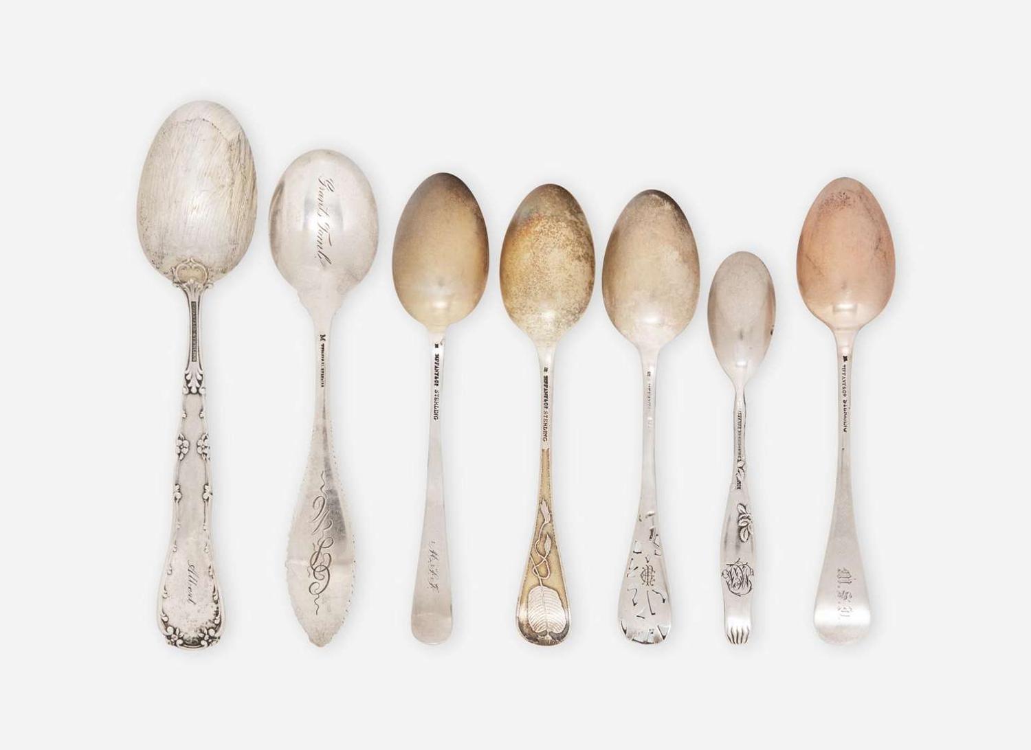 A collection of twenty-two sterling silver coffee or tea spoons, Tiffany & Co., New York, NY, circa 1872-1900