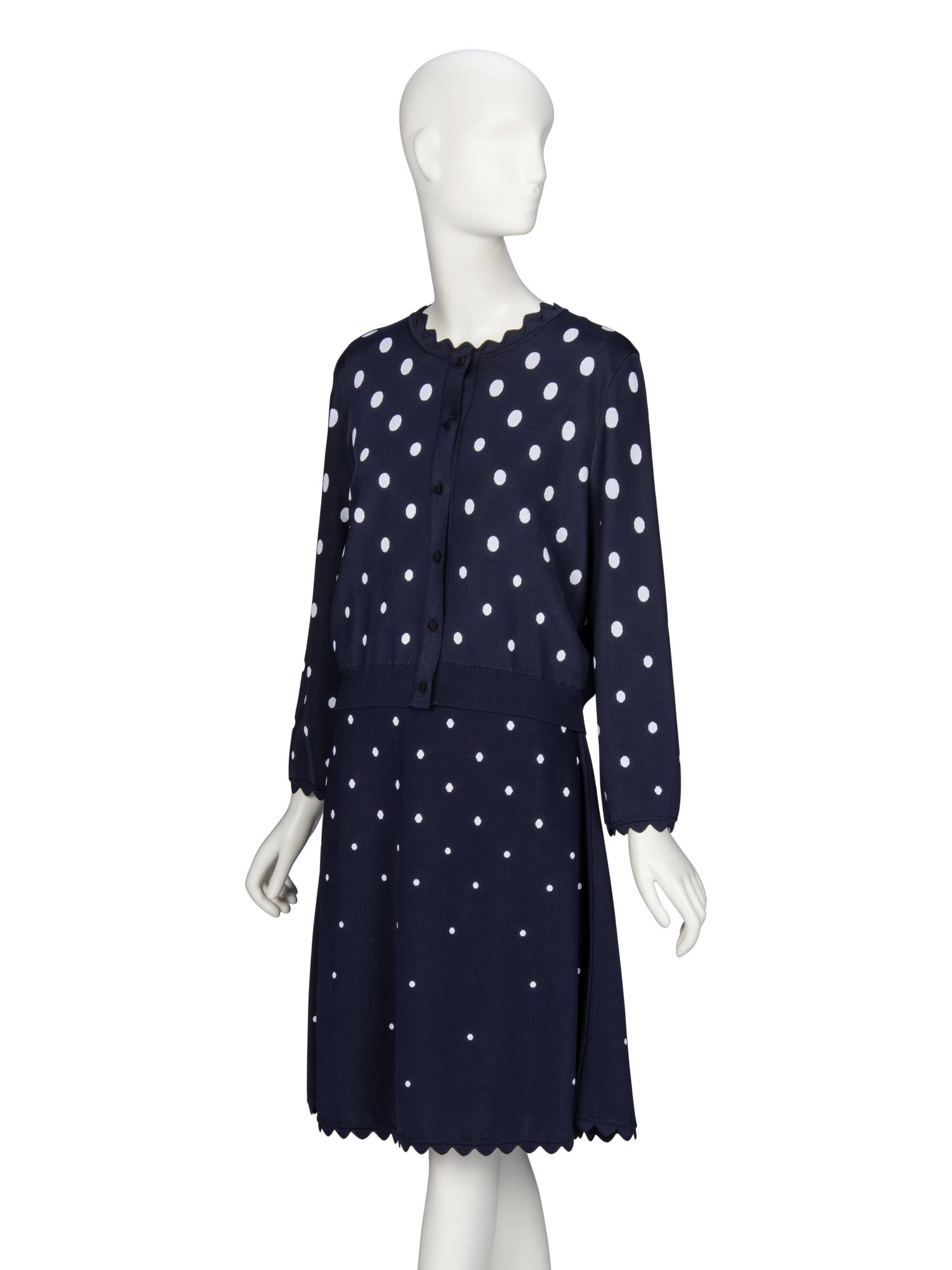Oscar de la Renta, Polka Dot Dress & Cardigan Ensemble