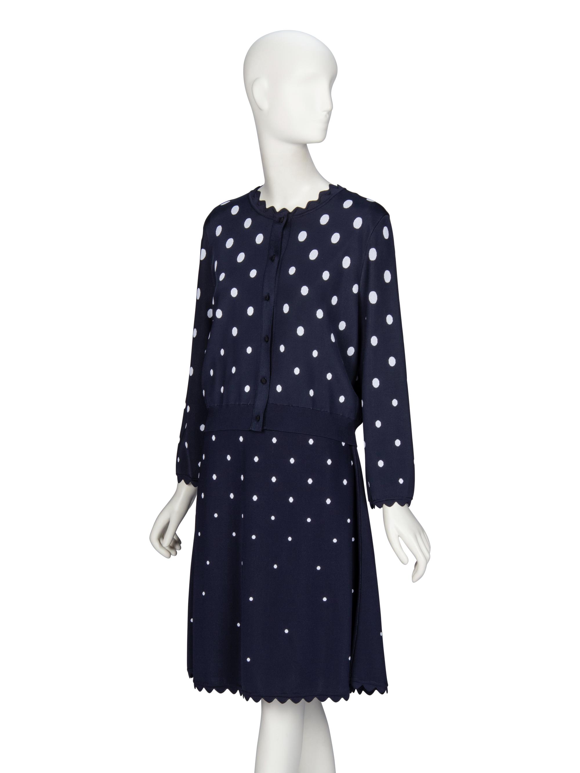 Oscar de la Renta, Polka Dot Dress & Cardigan Ensemble