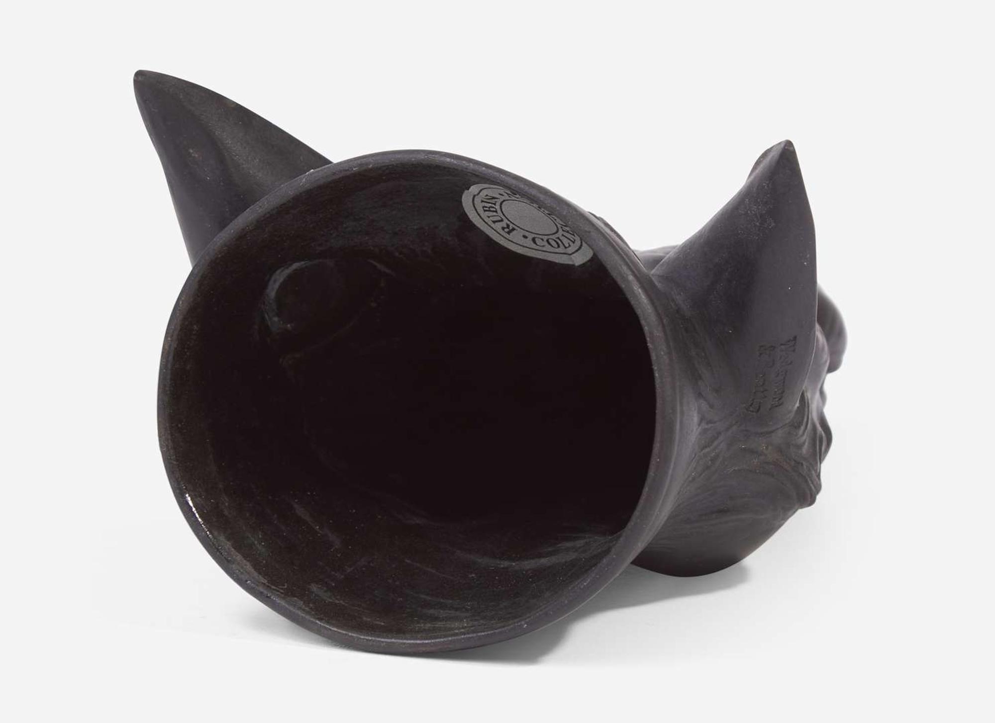 A Wedgwood & Bentley Black Basalt Fox Head Form Stirrup Cup, UK, 1770s