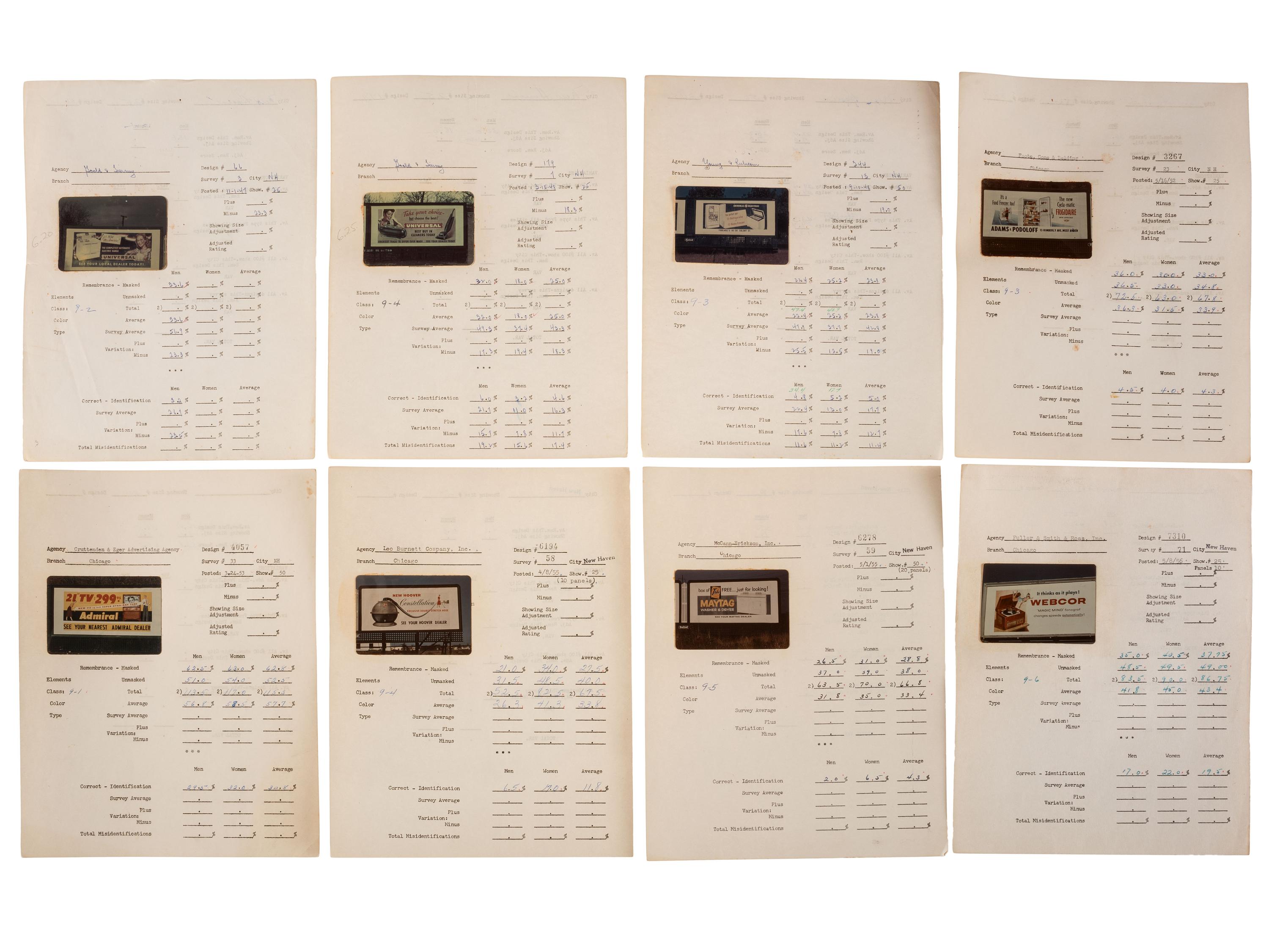 [ADVERTISING]. Extensive collection of outdoor advertising survey reports and historical billboard images from the "Golden Age of Advertising."