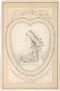 [REVOLUTIONARY WAR]. Ink and watercolor portraits of Marquis de LAFAYETTE and Charlotte CORDAY.