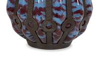 A French Mottled Blown-Out Glass and Cast Metal Vase
